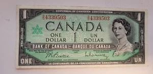 1967 Canada $1 Dollar HRH Queen Elizabeth II #S/C4339503 JRB/LR Bank Note - Picture 1 of 2