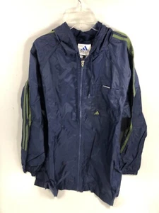 Herren Adidas 3 Streifen Kapuze Windbreaker belüftete Jacke Größe M grün/blau - Bild 1 von 10