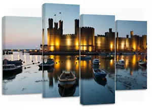 Schloss Caernarfon Nordwales Leinwand Splitdrucke auf Holzstangen - Bild 1 von 6