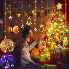 8 Modi LED Lichterkette Fenster Lichtervorhang Beleuchtung Weihnachten Xmas Deko