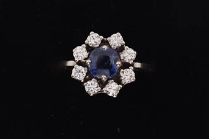 Wunderschöner 14 Karat Weißgoldring mit Diamanten 0,4ct. und sauberer Saphir - Bild 1 von 4