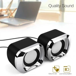 New Pair Computer Audio Player Sound Box USB2.0 Subwoofer Small Speaker US - Picture 1 of 12