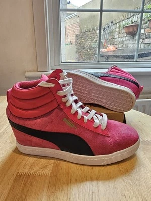 Puma Classic Womens Wedge High Top Trainers Pink UK 8 Eu 42 US 10.5 Heels - Image 1 of 4
