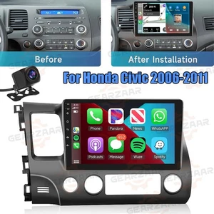 For Honda Civic 2006-2011 Apple CarPlay Android 12 Car Stereo Radio GPS FM+ Cam - Picture 1 of 20