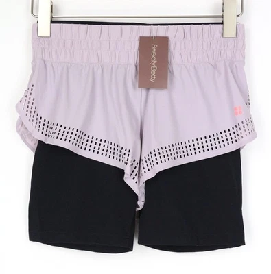 Sweaty Betty Aerial 2in2 Shorts S FEMME Rose Plusieurs Couches Opak Entraînement - Photo 1/4