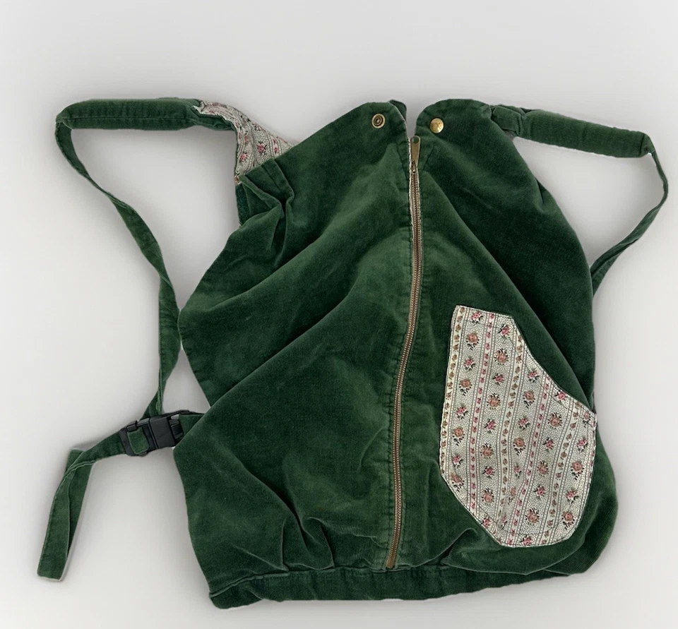 Portabebés Vintage Hunter Verde Pana y Floral Acurrucado Correas Ajustables Foto 1 de 4