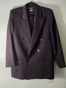 Talbots 100% Wool Deep Purple Blazer Timeless Classy Dark Feminine Mob Wives USA - Picture 1 of 11