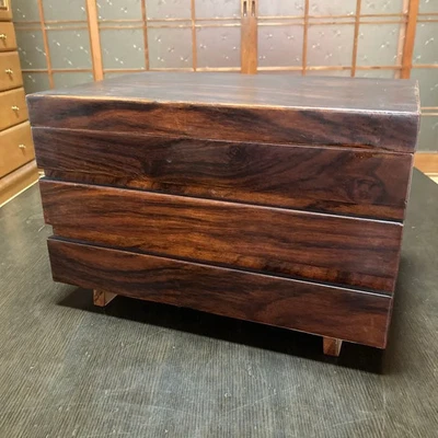 Caja de costura de madera japonesa cajón Haribako 2 niveles cofre Tansu vintage FS JAPÓN Foto 1 de 4