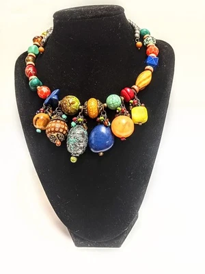 Gargantilla Collar Gargantilla Corazón Grueso Alambre Plata Dije Boho Artístico Declaración 16" Foto 1 de 3