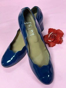 Französische Sohle Marine Farbe Leder-Damen Pumps elegante Schuhe. Gr-9B. Spanien. Gebraucht. - Bild 1 von 14