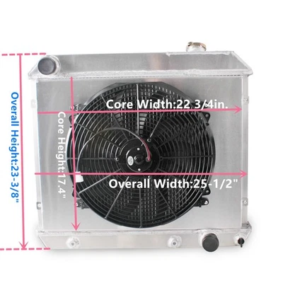 3 Row Radiator & Shroud Fan for 1961-1966 Chevy Pickup Panel C/K C10 C20 C30 K10 Foto 1 de 4