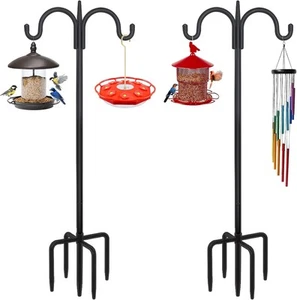 FEED GARDEN Adjustable Double Shepherds Hook for Outdoor with 76 Inch, Black - Picture 1 of 6