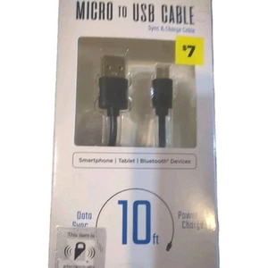 Micro to USB Cable 10 ft Mobilsmart Sync and Charge - Picture 1 of 2