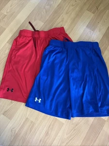 Under Armour Youth L Blue and Red Shorts With Drawstring and Pockets - Picture 1 of 2
