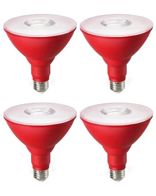 EDISHINE Dimmable Red LED Light Bulb, PAR38 Red Flood Light Bulbs Outdoor 4 Pack