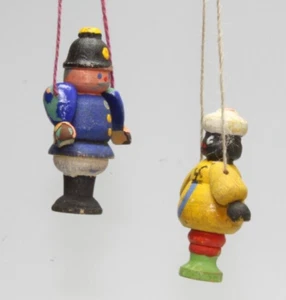 Vermutlich Erzgebirge sehr alt Figuren Minimarionetten Schutzmann Afrikaner - Bild 1 von 11