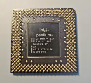 FV80503166 SY059/2.8v Intel Pentium w/MMX tech 166 Socket 7 CPU Gold - Picture 1 of 3