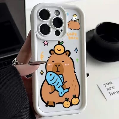 For iPhone 15 Pro Max 14 11 12 13 XR XS 7 8 Cute Capybara TPU Phone Cover Case - Image 1 of 4