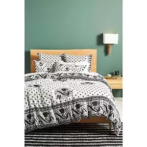 Funda nórdica Anthropologie tejida en jacquard Jeanette talla Queen nueva en paquete - Imagen 1 de 10