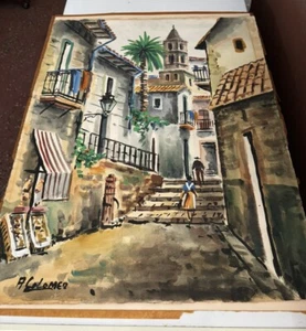 Lotto 2 dipinti ad acquerello vintage anni 70 di A. Colomer~Artista spagnolo elencato - Foto 1 di 16