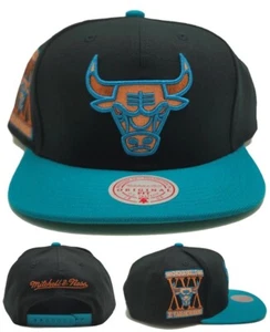 Chicago Bulls New Mitchell & Ness Makes Cents Black Teal Snapback Era Hat Cap - Picture 1 of 9