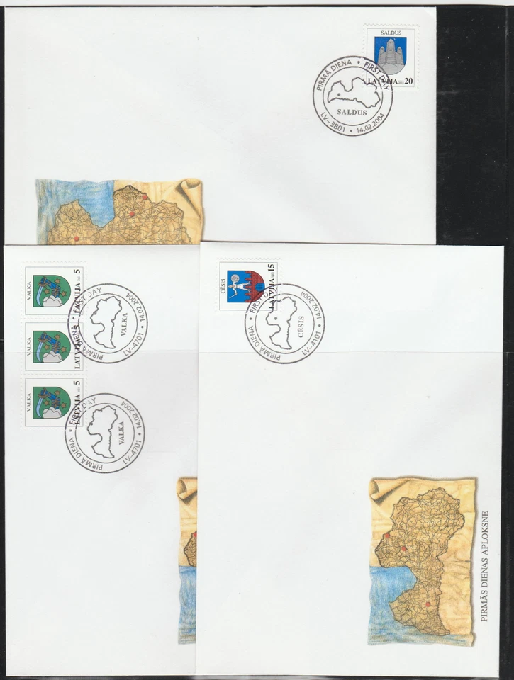 LATVIA FDC's 2004, DEFINITIVES SET - Towns of Latvia - Image 1 of 1