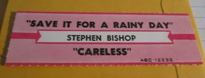 Stephen Bishop - Save If For A Rainy Day / Careless Orig Jukebox Strip - Picture 1 of 1
