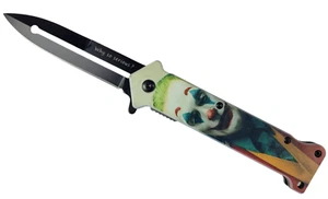 4.5" Assist-Open Knife -Joker Portrait Print Handle - Picture 1 of 5