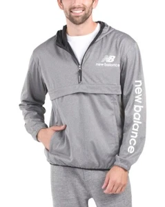 New Balance Mens Water Resistant Soft Shell Jacket Sz M-XL Gray Hoodie 1/4 Zip - Picture 1 of 5