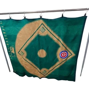 Vintage Biederlack Chicago Cubs Throw Blanket 62 x 50 Brown Green Acrylic MLB - Picture 1 of 14