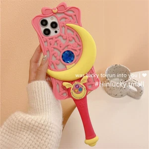 Sailor Moon Star Moon Stick Silicone Protective Case Phone Case iPhone 12/13/14 - Picture 1 of 17