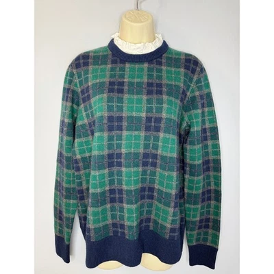 Brooks Brothers Sweater Women's M Green Blue Tartan Plaid Removable Collar - Image 1 of 4
