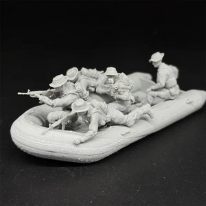 1/35 WWII US Navy Seals 5 Soldiers in Boat Unpainted Military Resin Figure Toys - Picture 1 of 7
