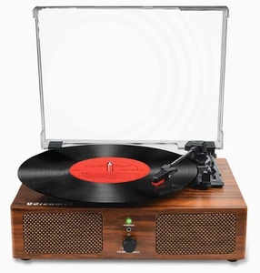 Vinyl Plattenspieler Wireless Turntable mit integrierten Lautsprechern USB Riemenantrieb - Bild 1 von 6