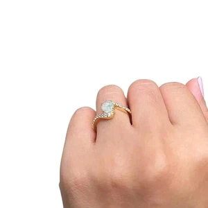 NATURAL ETHIOPIAN & CZ OCTOBER BIRTHSTONE 925 STERLING SILVER WEDDING GIFT RING - Picture 1 of 5