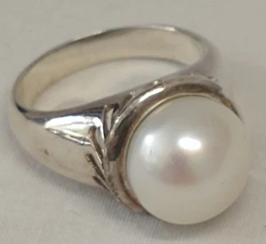 Sterling Ring weiße Zuchtperlen Größe 11 Cocktail klassisch  - Bild 1 von 9