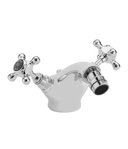 Hudson Reed Topaz Mono Bidet Mixer Tap Crosshead Black/Chrome BC406HX-M - Picture 1 of 14