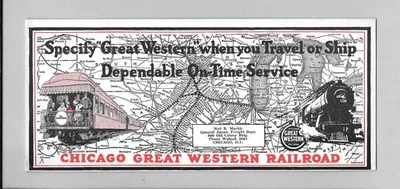 Железнодорожный рекламный промокатель - Chicago Great Western Railroad - путешествие или доставка... - Изображение 1 из 2