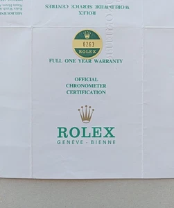 ROLEX Guarantee Warranty Paper Booklet Daytona 6263 - Imagen 1 de 6