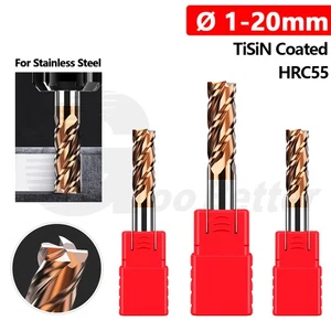 Carbide End Mill 1-20mm TiSiN Coated 4 Flute Router Bit CNC Milling Cutter HRC55 - Picture 1 of 62