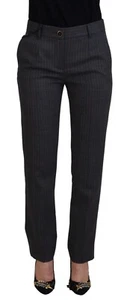 DOLCE & GABBANA Pants Gray Stripes Wool Tapered Women Trouser IT38/US4/XS 860usd - Picture 1 of 8