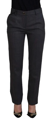 DOLCE & GABBANA Pants Gray Stripes Wool Tapered Women Trouser IT38/US4/XS 860usd - Image 1 of 4