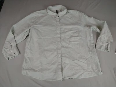 Camisa de mujer con botones divididos XL verde/blanco a rayas preppy clásica manga larga Foto 1 de 4
