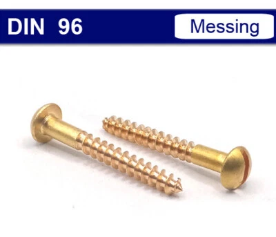 MARKENLOS Cabeza semicircular tornillos para madera DIN 96 con ranura Ø 2-6 mm - semicircular - latón amarillo