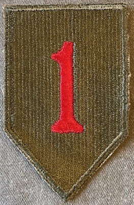 Original WWII US Army 1st Infantry Division Patch - Big Red One SSI Greenback - Image 1 of 2