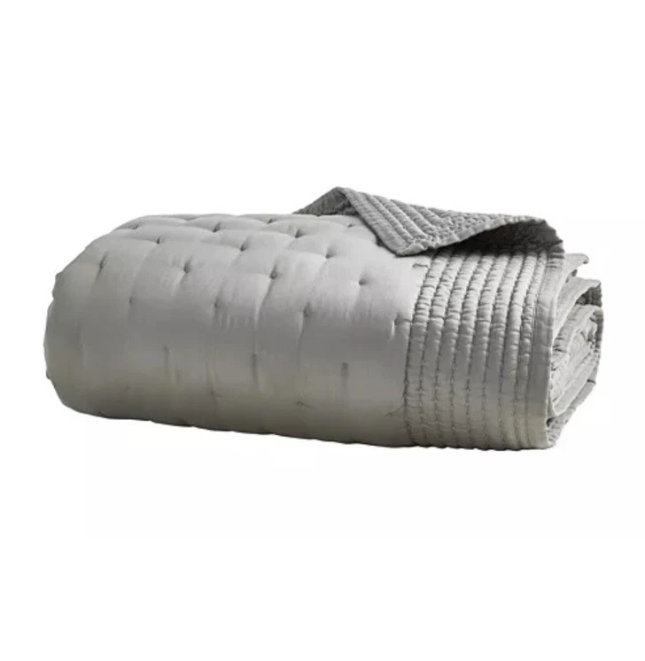 NUEVO $609 Donna Karan Home The Essential Edredón de Seda F/QUEEN Edredón Platino Foto 1 de 4