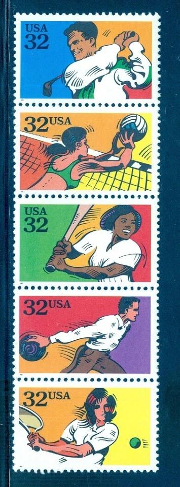 US 2961-2965 Recreational Sports, Golf, Tennis, Strip/5, Mint OG NH - Image 1 of 1