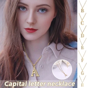 Stainless Steel Capital Letter Necklace Letter Jewelry Couple Necklace Gifts - Picture 1 of 69