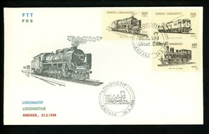 Postal History Turkey FDC #2405-2409 SET OF 2 train railroad locomotive 1988 - Picture 1 of 4