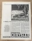 Chrysler Royal Coupe Automobile Print Ad 1930 Vintage Illustration Retro Art Car